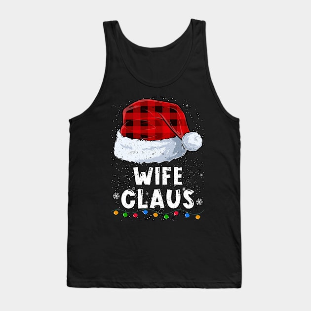 Wife Claus Red Plaid Christmas Santa Family Matching Pajama Tank Top by tabaojohnny